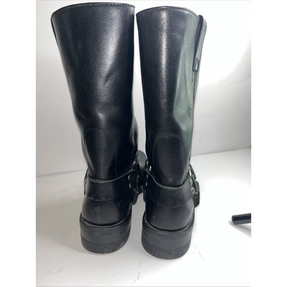 Harley Davidson Black Leather Boots Harness Embroider Eagle Logo SQ Toe- Men’s 9 - Picture 5 of 12